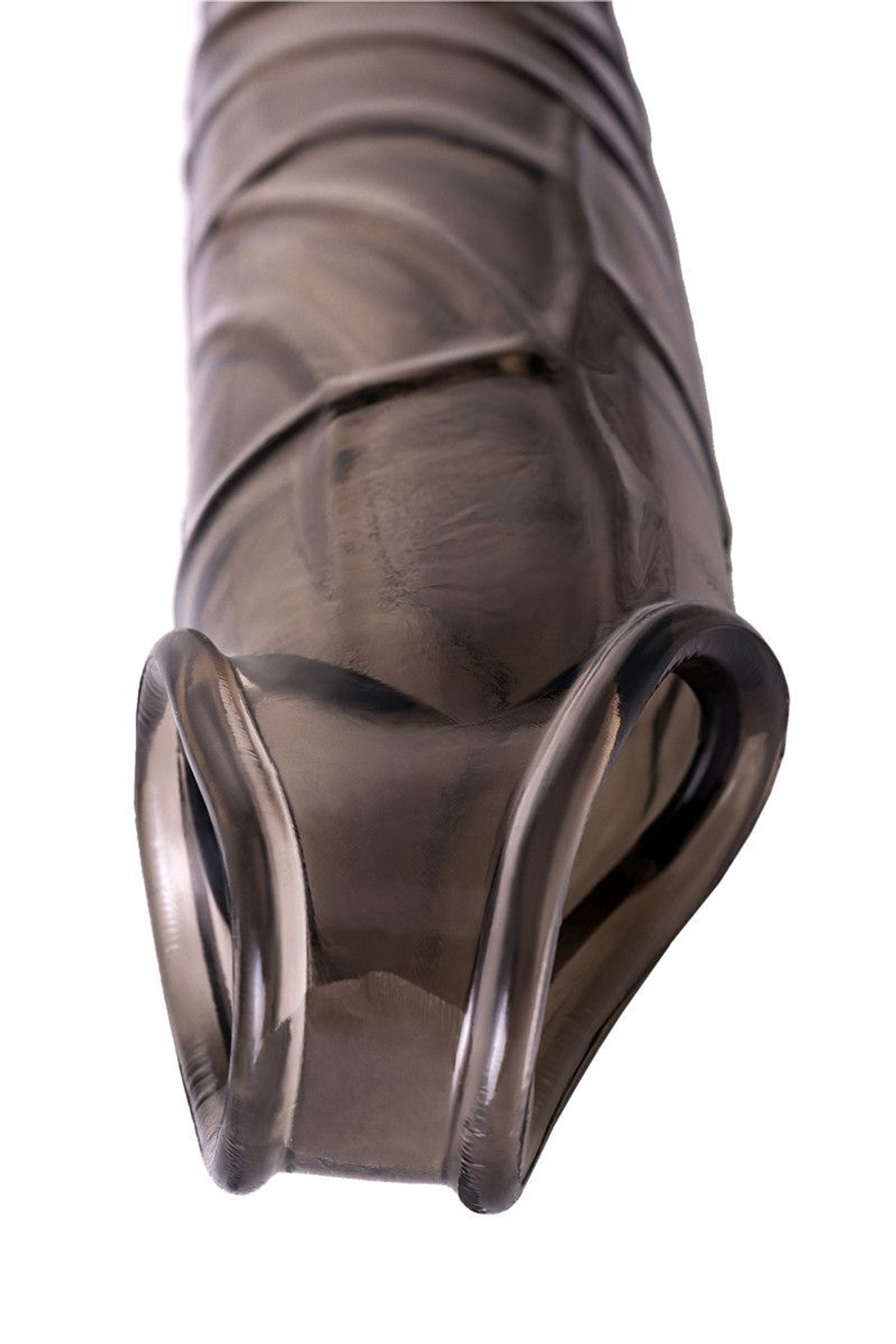 Дымчатая фаллическая насадка с подхватом и закрытой головкой - 16,2 см. (Цвет: дымчатый)