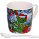 Кружка керамическая 200мл в наборе 2шт с ложками» Загадочный Дракон»