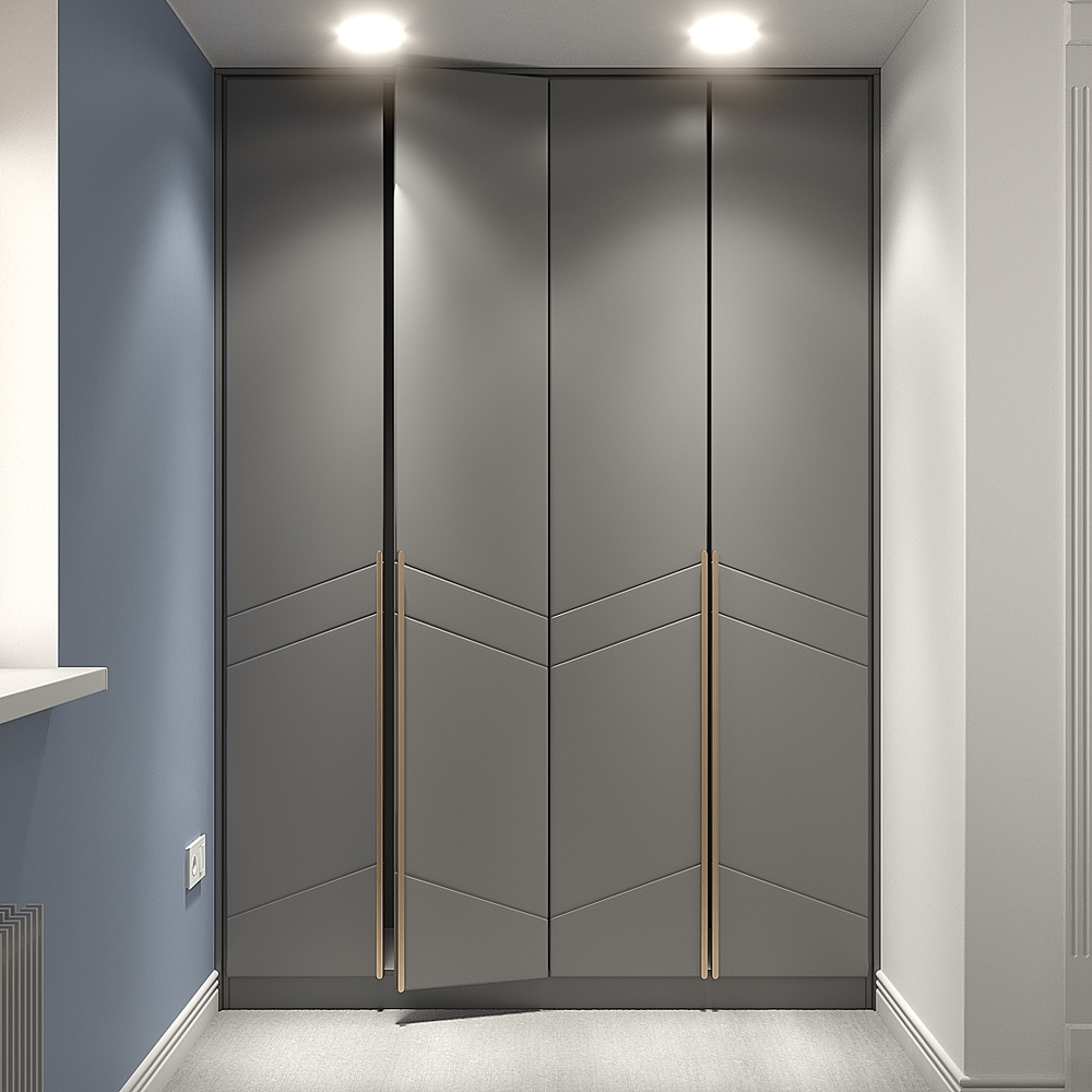 Распашной шкаф Авелин четырехсекционный в серой эмали  220*60*220