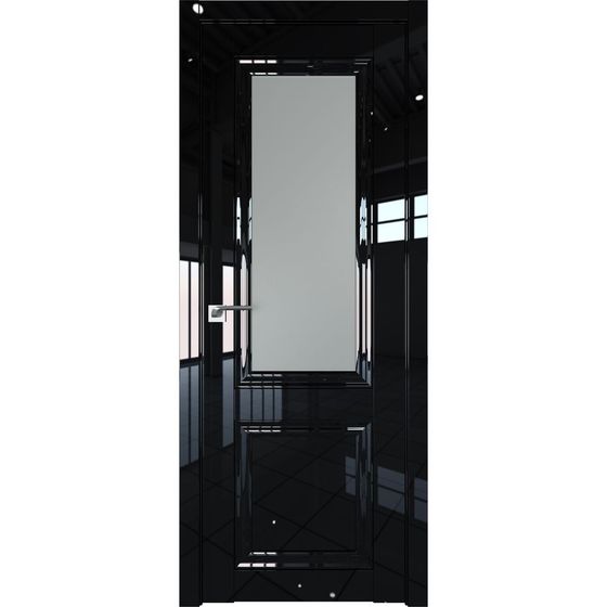 Межкомнатная дверь глянцевая Profil Doors 123L чёрный люкс остеклённая