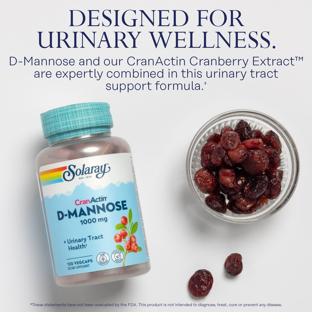Solaray, D-манноза CranActin®, 120 растительных капсул