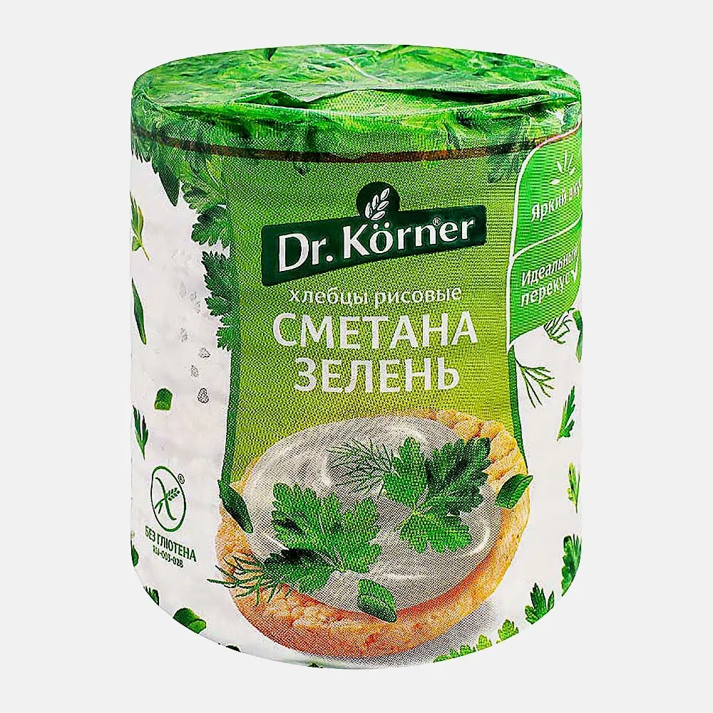 Рисовые хлебцы хрустящие со вкусом сметана-зелень Dr. Korner 80г