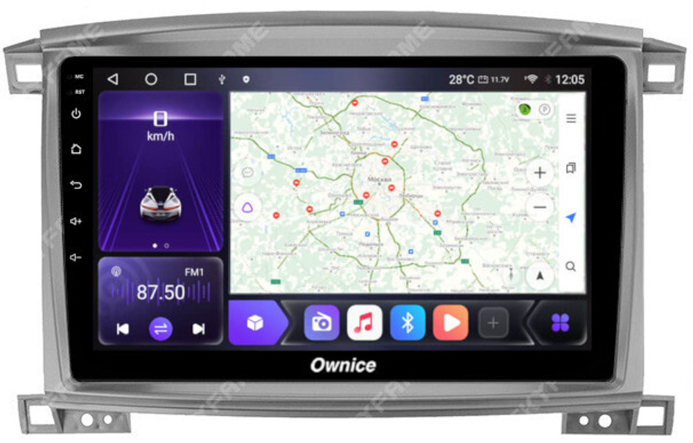 Магнитола для Toyota Land Cruiser 100, Lexus LX470 2002-2007 (климат на цветном экране) - Carmedia SF-1698-2 QLed, Android 12, TS10, CarPlay, 4G SIM-слот