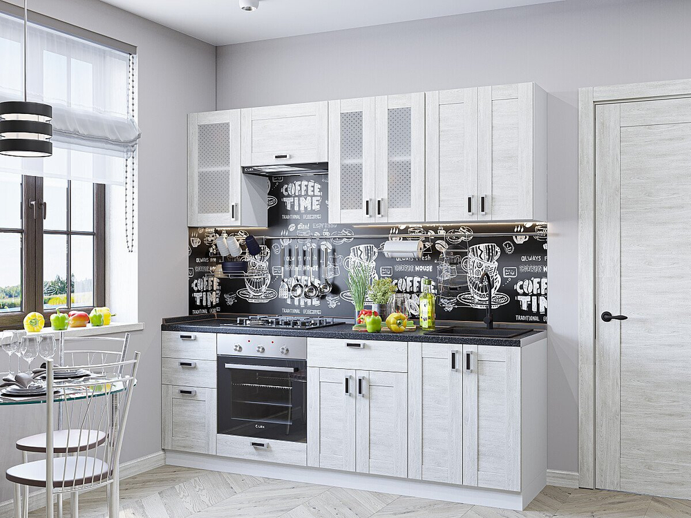 Прямая модульная кухня Лофт-01 Nordic Oak - Белый 2140*2200*600