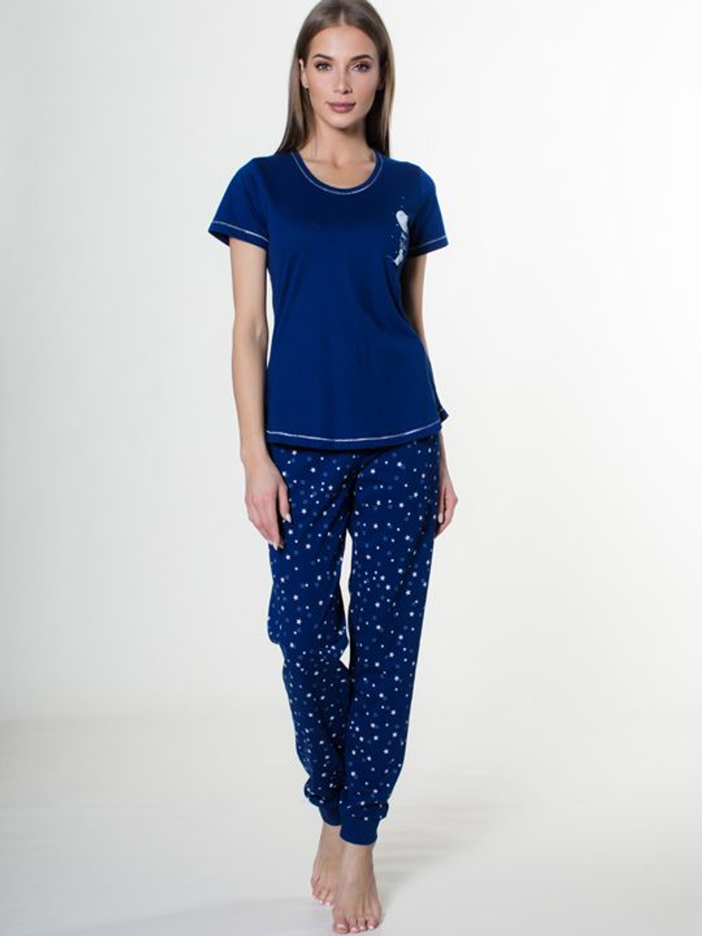 Трикотажный комплект с брюками (Размер: M) (Цвет: серый с синим)