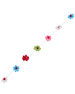 Колье-бисер, яркие цветы на нитке