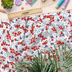 Ткань оксфорд 600 мелкие красные цветочки