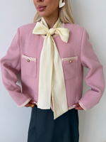 Жакет твидовый розовый