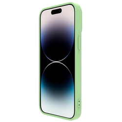 Чехол с шелковистым покрытием от Nillkin для iPhone 14 Pro, серия CamShield Silky Silicone Case с защитной шторкой для камеры, цвет мятно-зеленый Mint Green