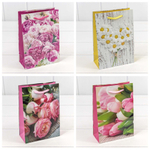 Пакет подарочный 14х20х7см "Цветы" (Микс)