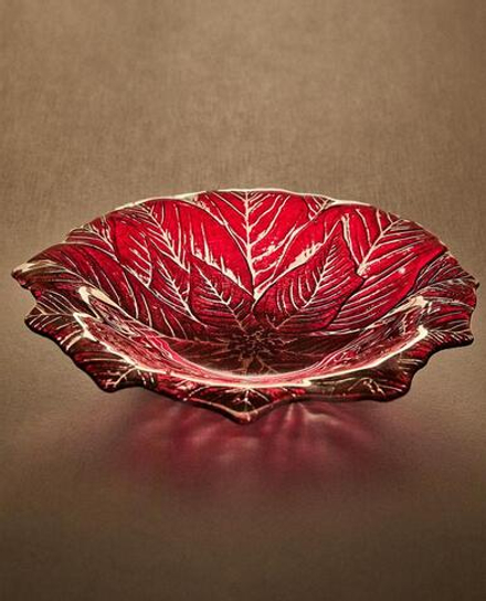 ZARA HOME НОВОГОДНЕЕ БЛЮДО ИЗ СТЕКЛА «ЦВЕТОК», КРАСНЫЙ