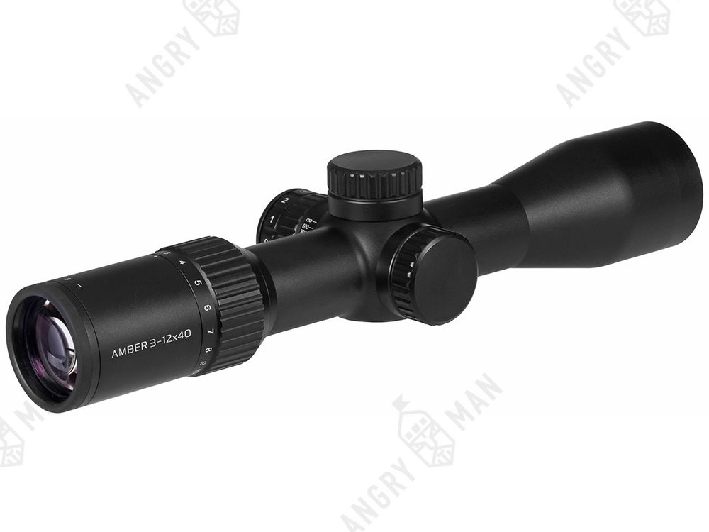 Прицел Amber 3-12x40, SF, сетка 27 (Mil-Dot), подсветка красная, 30мм, 1/4 МОА, 579г, Gaut