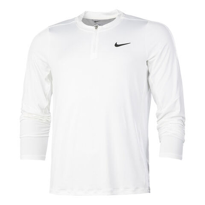 Мужское теннисное поло Nike Dri-Fit Advantage Half-Zip Long Sleeve Men - White