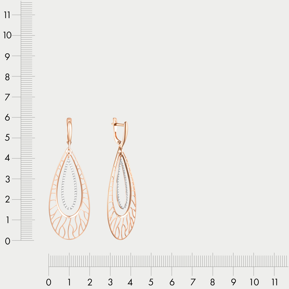 Женские серьги из розового золота 585 пробы с фианитами (арт. 000812-1102)