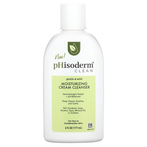 pHisoderm, Clean, увлажняющий очищающий крем, для сухой и комбинированной кожи, 177 мл (6 жидк. унц.)