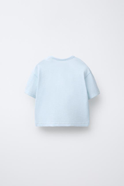 ZARA ФУТБОЛКА С АППЛИКАЦИЕЙ ЖИРАФ, ГОЛУБОЙ