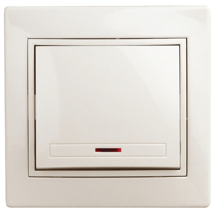 Выключатель Intro Plano 1-102-02 одноклавишный с подсветкой, 10А-250В, IP20, СУ, слоновая кость