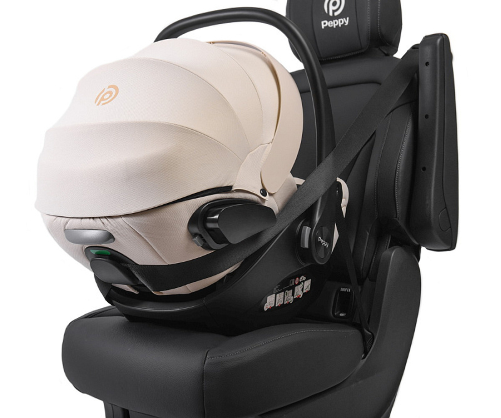 Детская коляска Peppy Monaco 3 в 1 с автокреслом Verona Beige Mint (мятный), рама черная