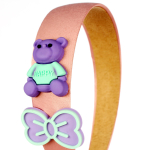 Ободок для волос "БАМБИ БУМ", бантик и мишка, розовый, лавандовый и голубой (JINRE TRAVEL)