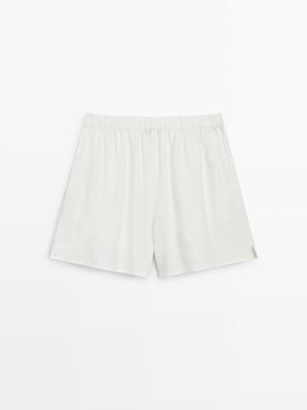 Massimo Dutti Льняные шорты-бермуды в стиле «Total Look», экрю