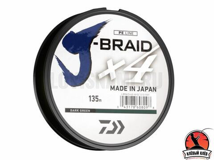 Леска плетеная J-Braid X4E 0.10mm-135m d.-gr.
