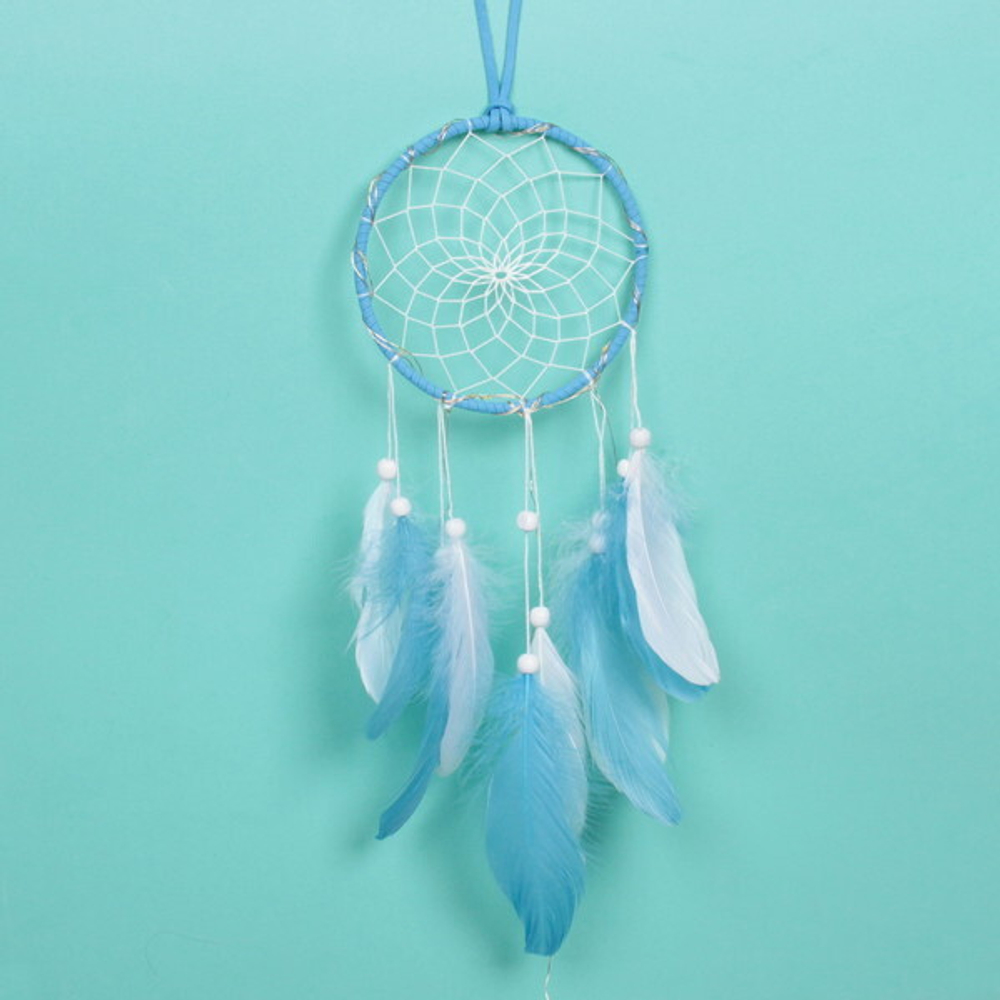 Украшение-оберег «Ловец Снов-Dream» 13*50см цвет нежно-голубой, с подсветкой