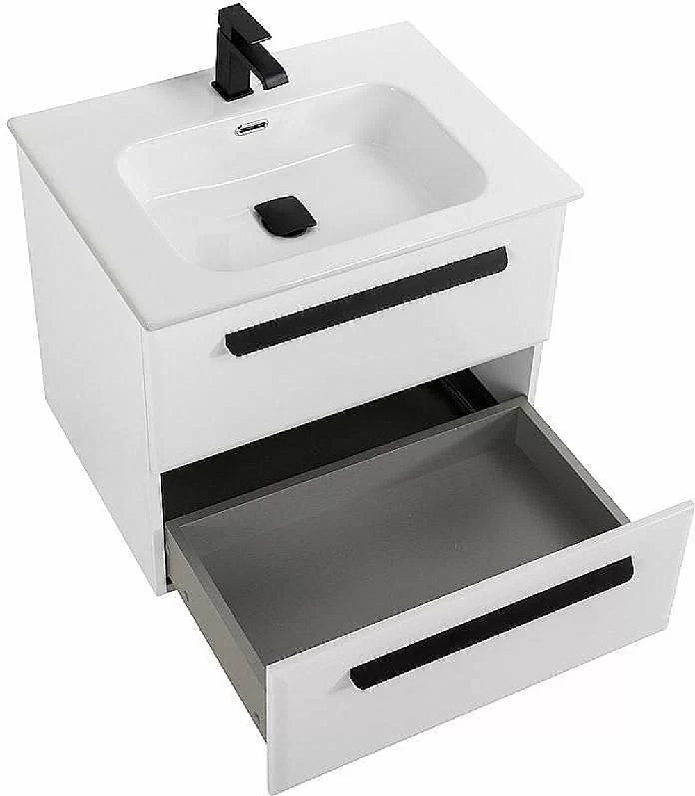 Тумба с раковиной Cezares ECO-CER-N 70 ECO-CER-N-700-2C-SO-BL белая глянцевая