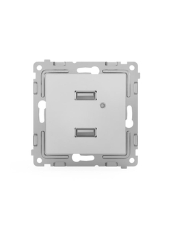 Розетка 2-м USB СП Pixel тип A+A 5В 1х2.1А 2х1.05А механизм алюм. TOKOV ELECTRIC TKE-PX-2USB-C03