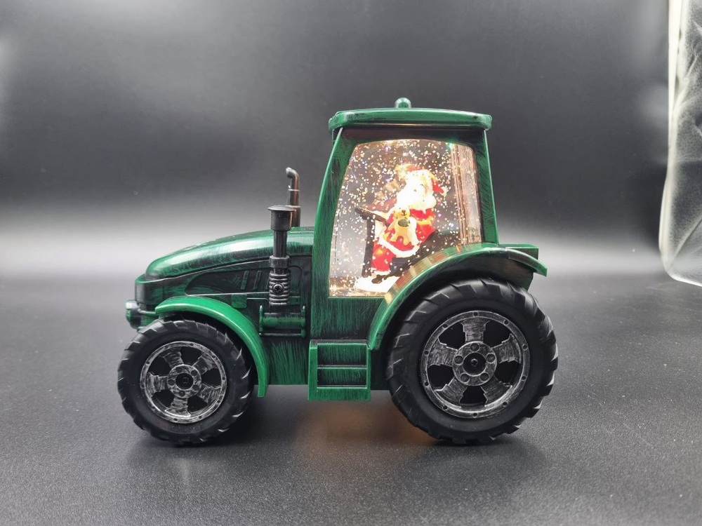 Трактор новогодний светящийся музыкальный сеть/батарейки QW16
