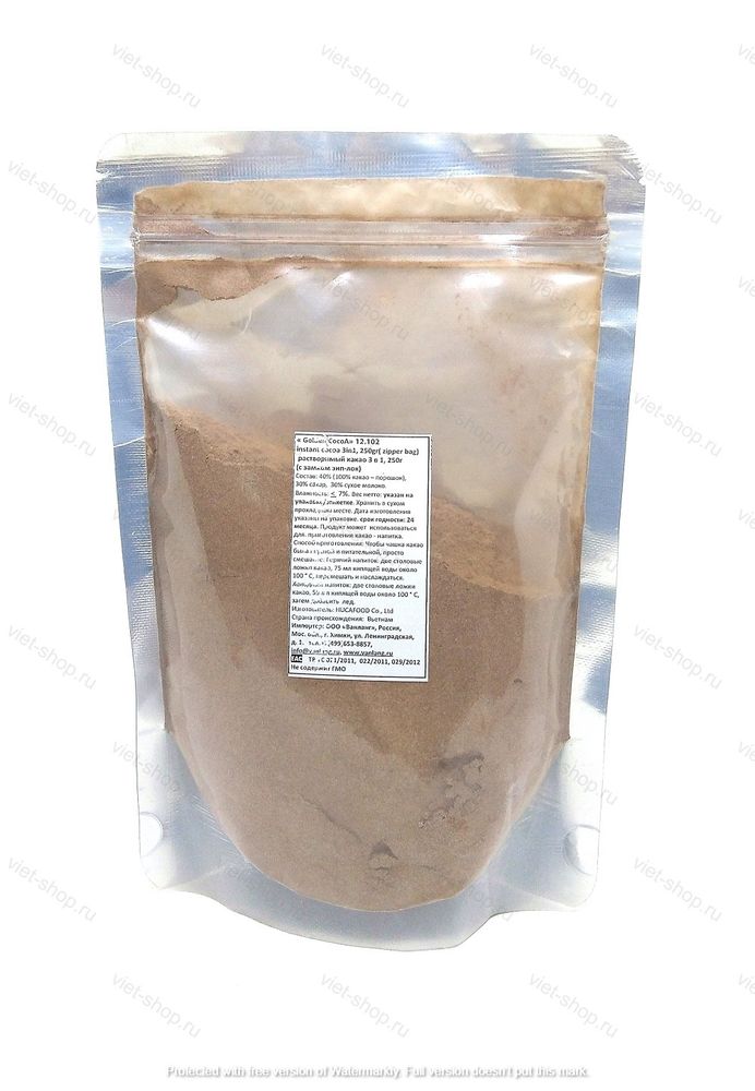 Вьетнамский какао-порошок Hucafood зип-пакет, 3 в 1, 500 гр.