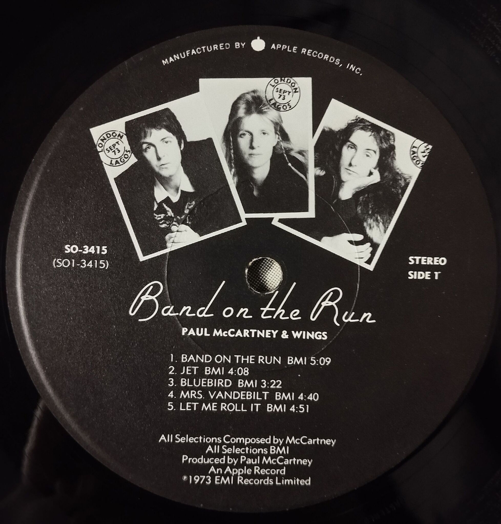 Винтажная виниловая пластинка LP Paul McCartney and Wings Band On The Run (USA 1973)