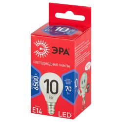 Лампа светодиодная ЭРА RED LINE LED P45-10W-865-E14 R 10Вт шар холодный дневной свет E14 | Лампы cветодиодные Шар (G/P)