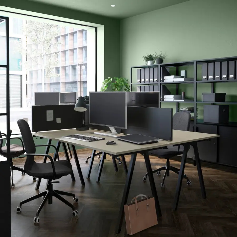 Письменный стол - IKEA TROTTEN, 160х80 см, бежевый/черный, ТРОТТЕН ИКЕА