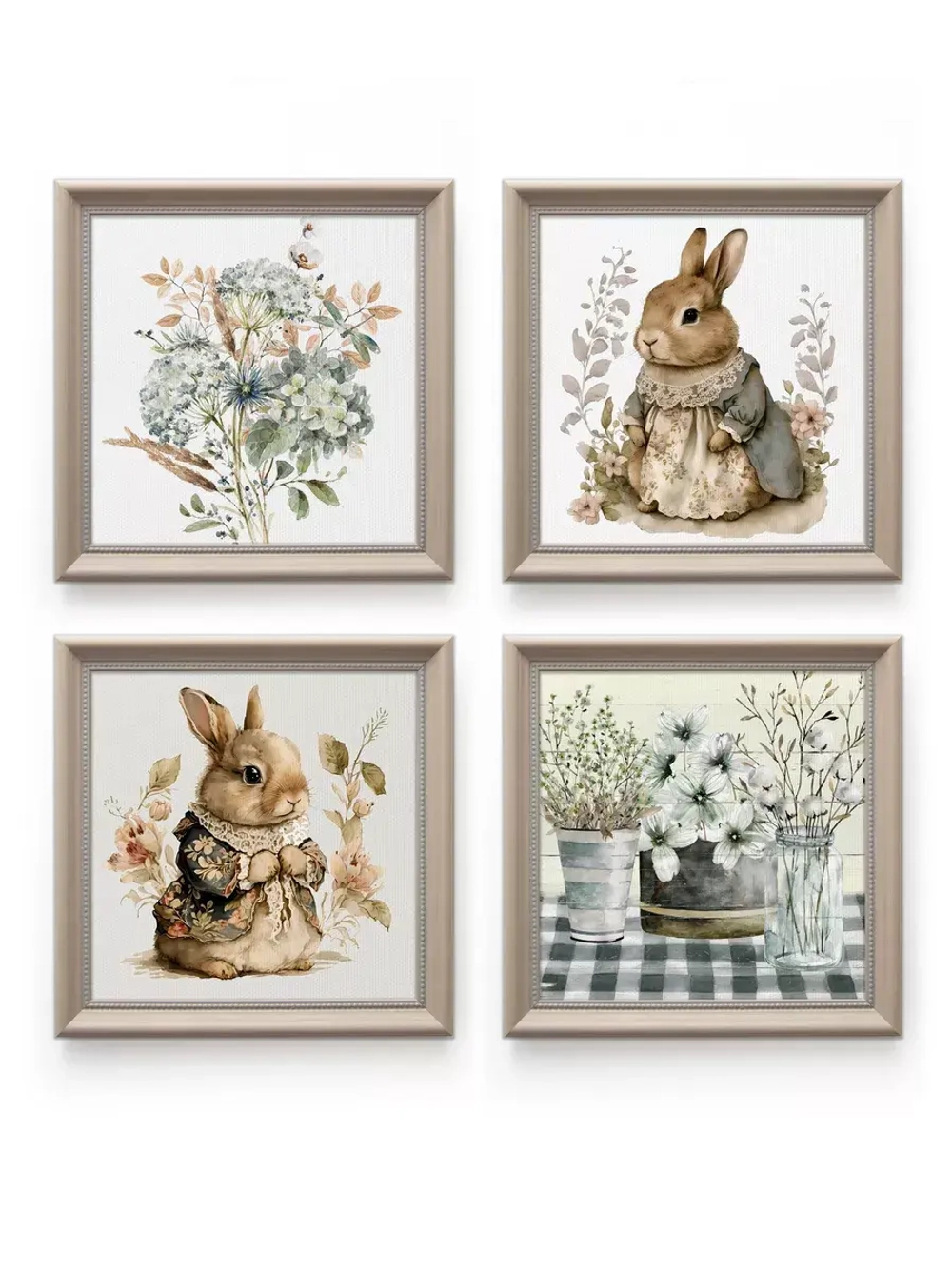 Картины на стену интерьерные на холсте 4 шт, 23*23 см