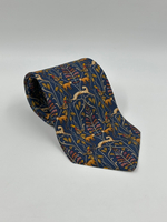 Галстук синий «Животные» Salvatore Ferragamo