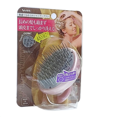Массажная щетка для мытья головы VeSS Hairdressing Smooth Shampoo Brush, нежно розовая.