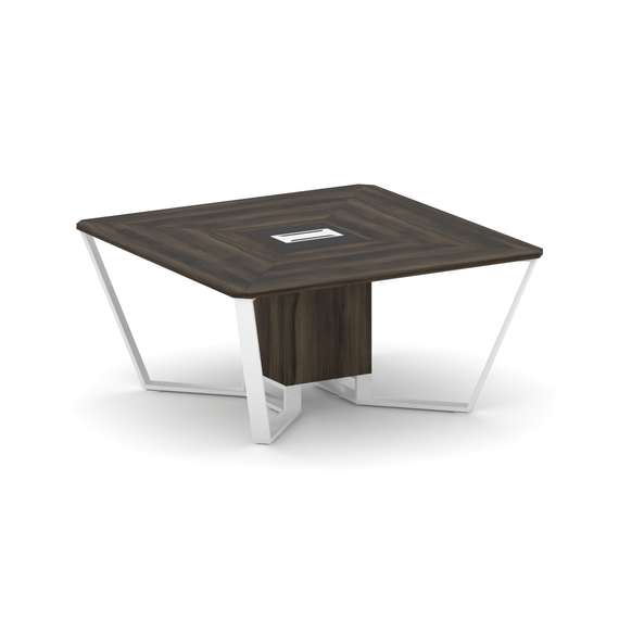 Steel Meet Стол переговорный квадратный KM-PR.B.SP-08 Дуб Мали/Графит Глянец/Металл Белый 1600*1600*