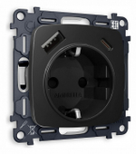 Розетка с заземлением и 2хUSB type A и C, без рамки Ambrella Volt Quant MO810010