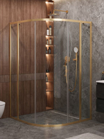 Душевой уголок Cezares MOLVENO-R-11-90+20-C-BORO-IV, 110х110х195, профиль брашированное золото, прозрачное стекло
