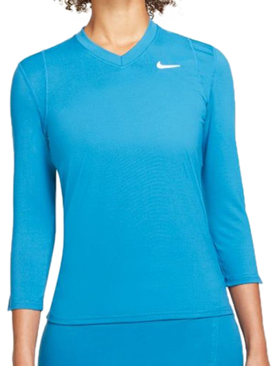 Женская теннисная футболка (dł. Рукава) Nike Court Victory Dri-Fit Top 3/4 Sleeve W - brigade blue/brigade blue/white