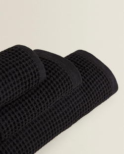 Zara Home - Хлопковое вафельное банное полотенце, черный, 30х50 см