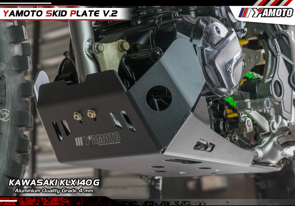 Yamoto Skid Plate for Kawasaki KLX125-140-150. Aluminium. V2.4 Black