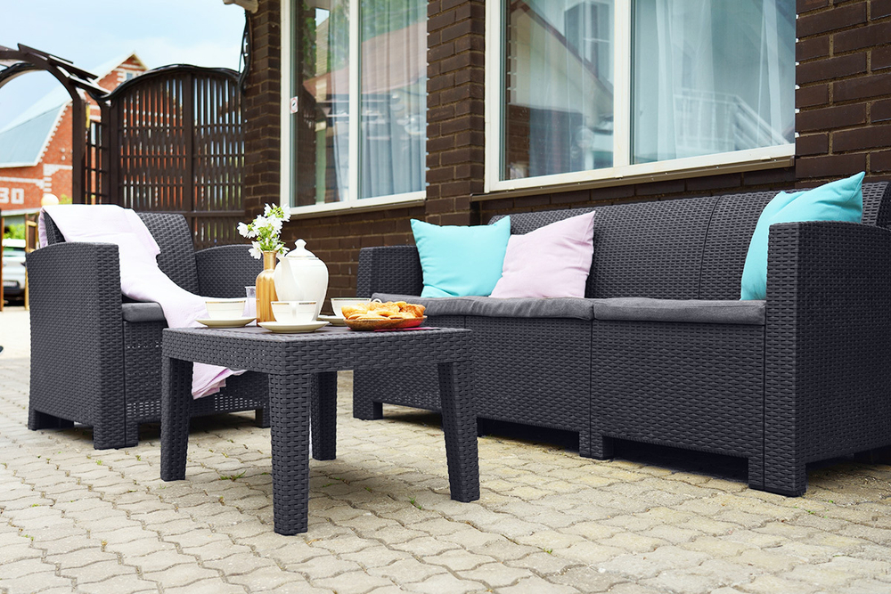 Диван трехместный b:rattan Arizona, антрацит (3-х местная подушка)