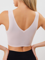 Удлиненный бесшовный бюстгальтер-топ Laser Bra (Размер: L) (Цвет: коричневый)