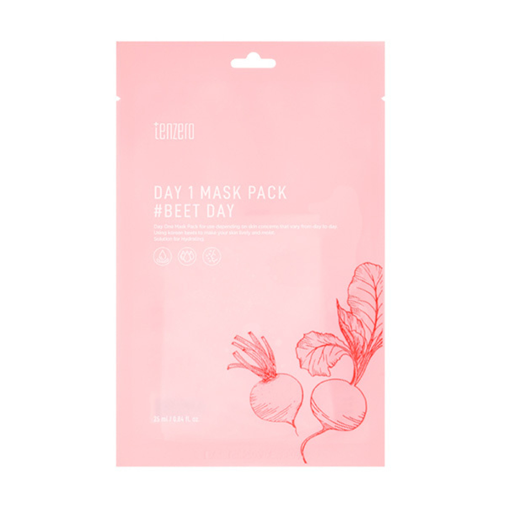 Тканевая маска с экстрактом Свёклы Tenzero Day 1 Mask Pack #Beet