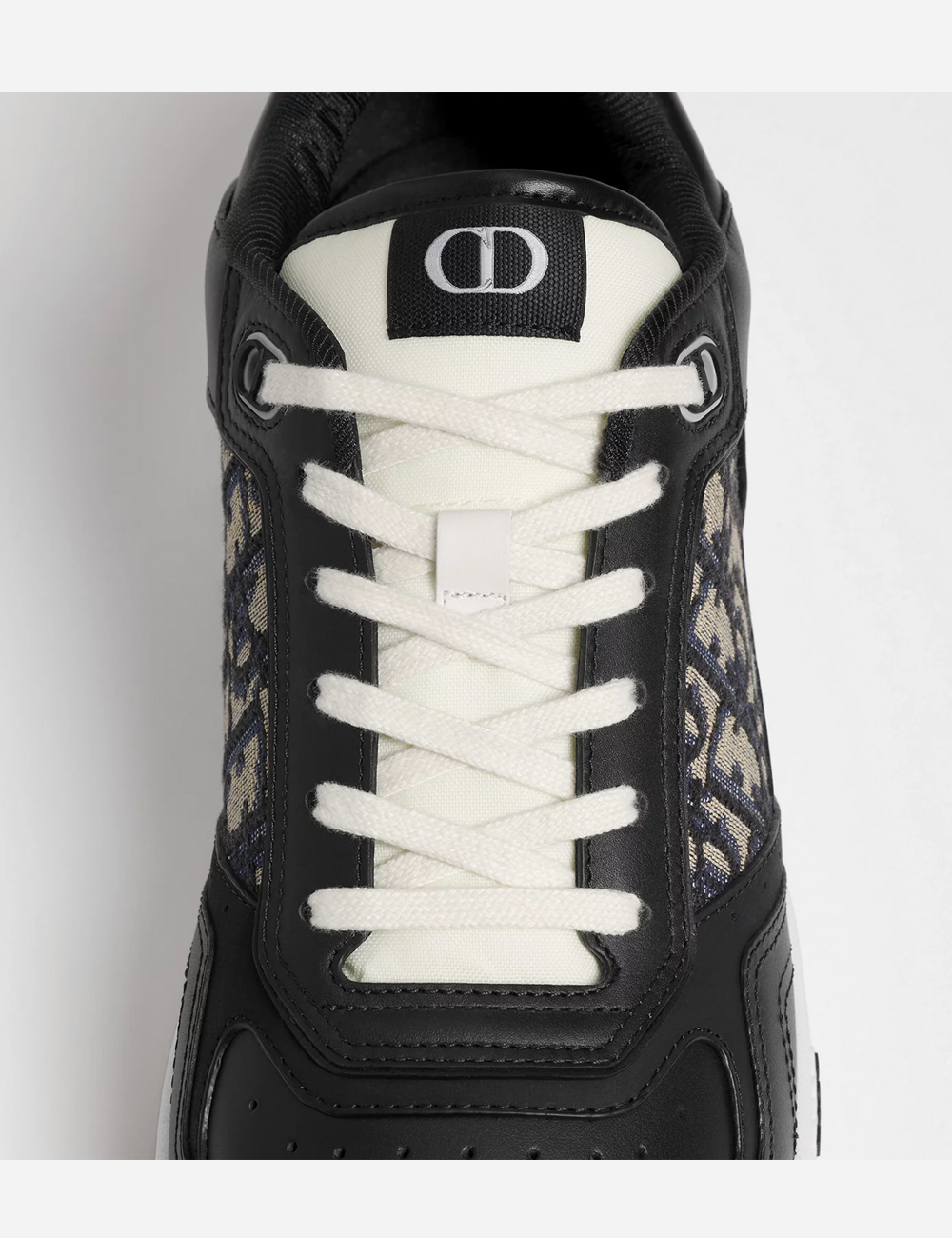 Кроссовки Dior B27 Uptown Low-Top Sneaker "Black Smooth Calfskin with Beige and Black Dior Oblique Jacquard"