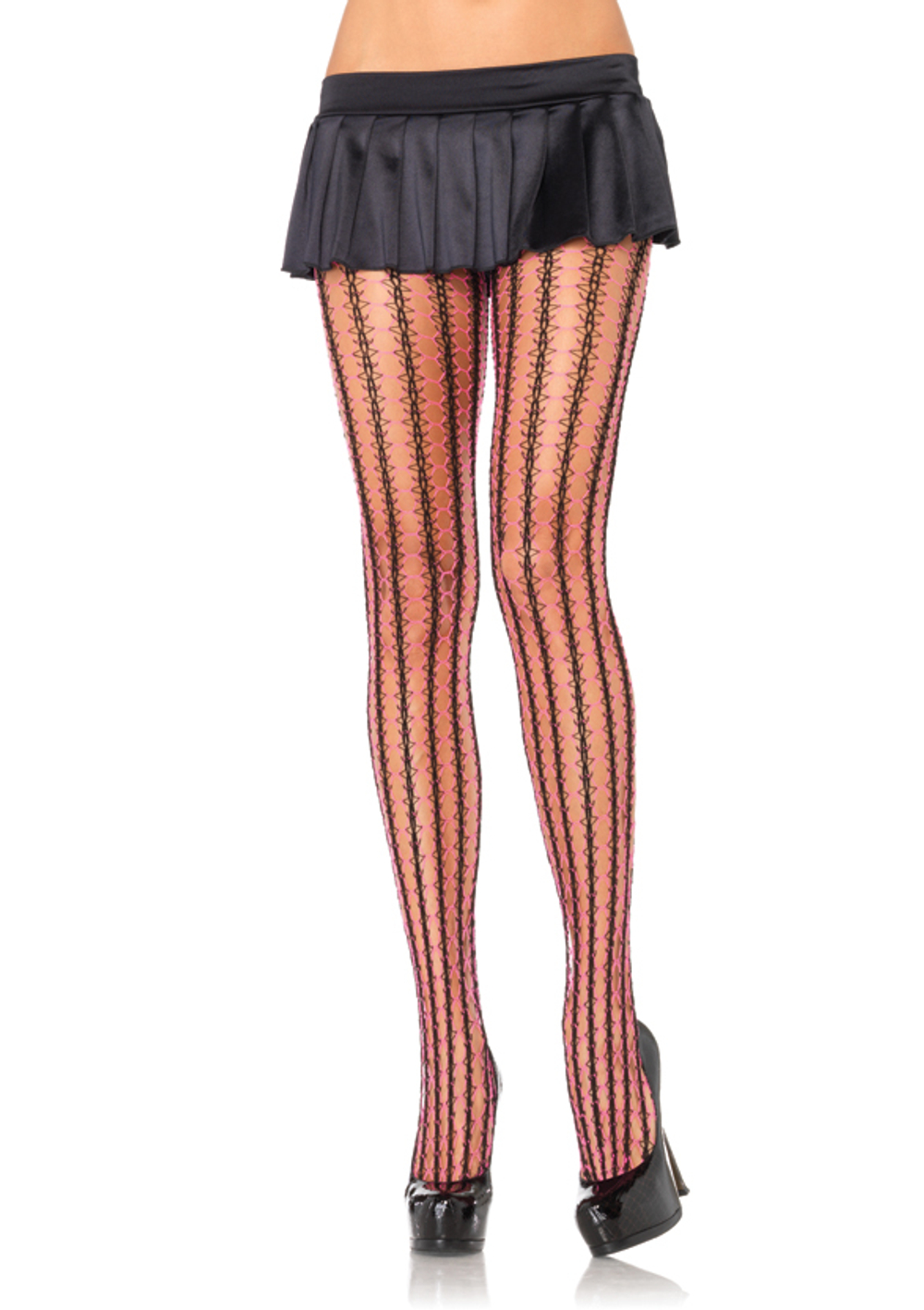 Колготки с контрастными полосками из веточек (Размер: Q (XL-XXL)) (Цвет: голубой с черным)