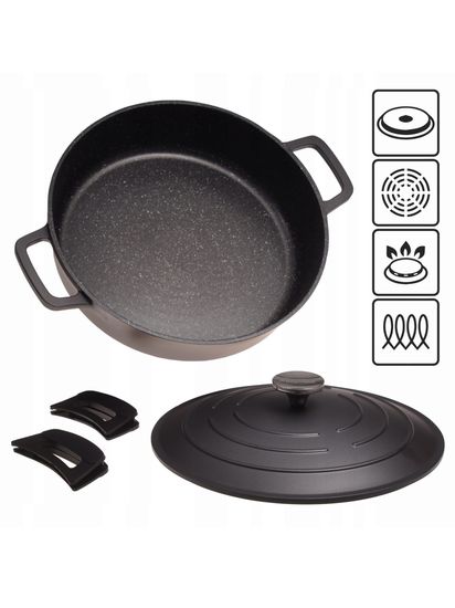 Кастрюля низкая 4 л. Kamille KM 4463 серия DUBLIN из литого алюминия с антипригарным покрытием с крышкой