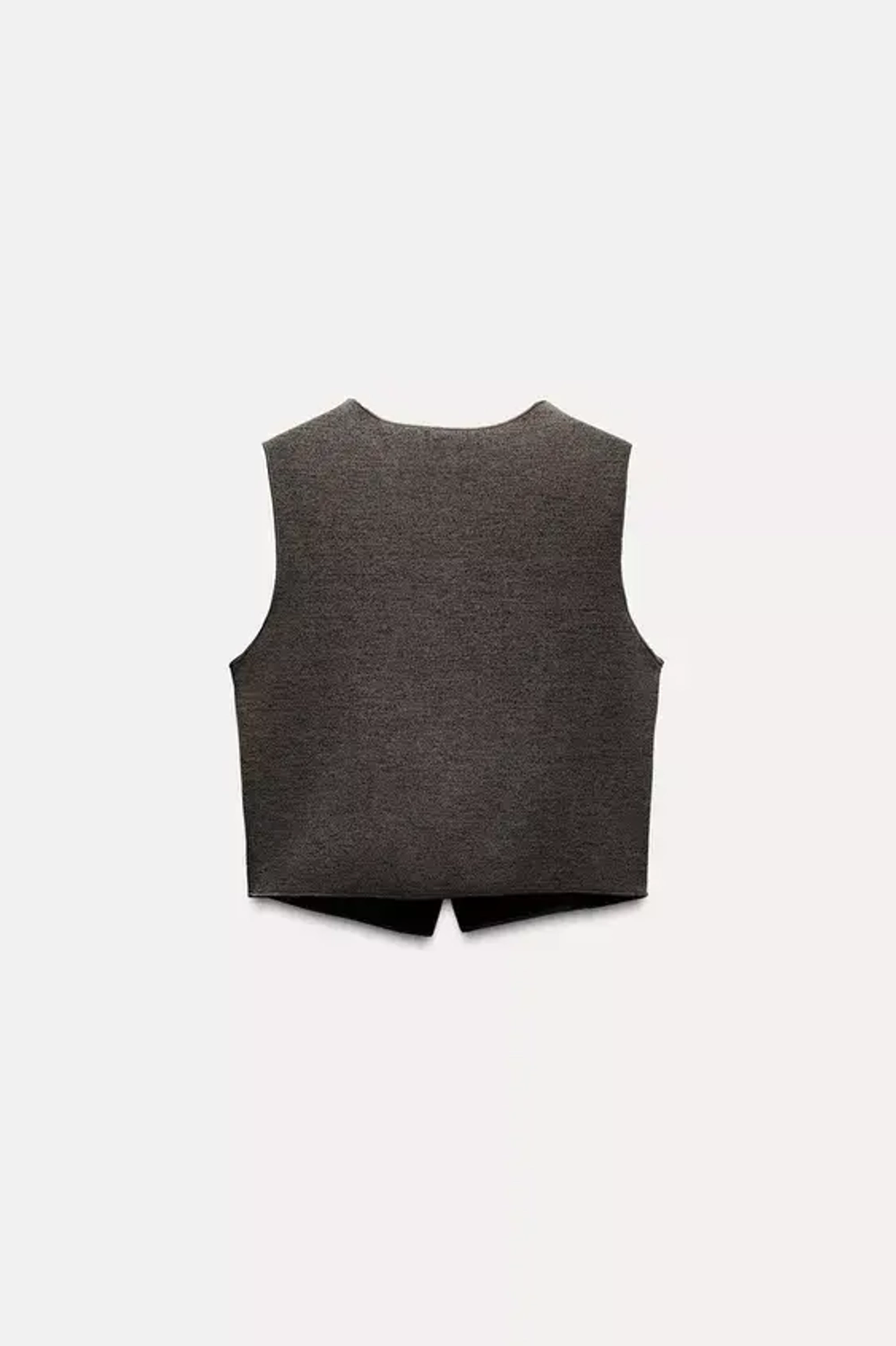 ZARA ЖИЛЕТ ИЗ ЭЛАСТИЧНОГО ТРИКОТАЖА С ПУГОВИЦАМИ, КОРИЧНЕВАТЫЙ