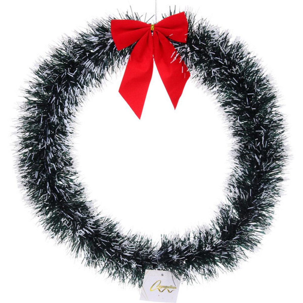 Венок новогодний «Хвойный блеск» 30 см, Зеленый/белый